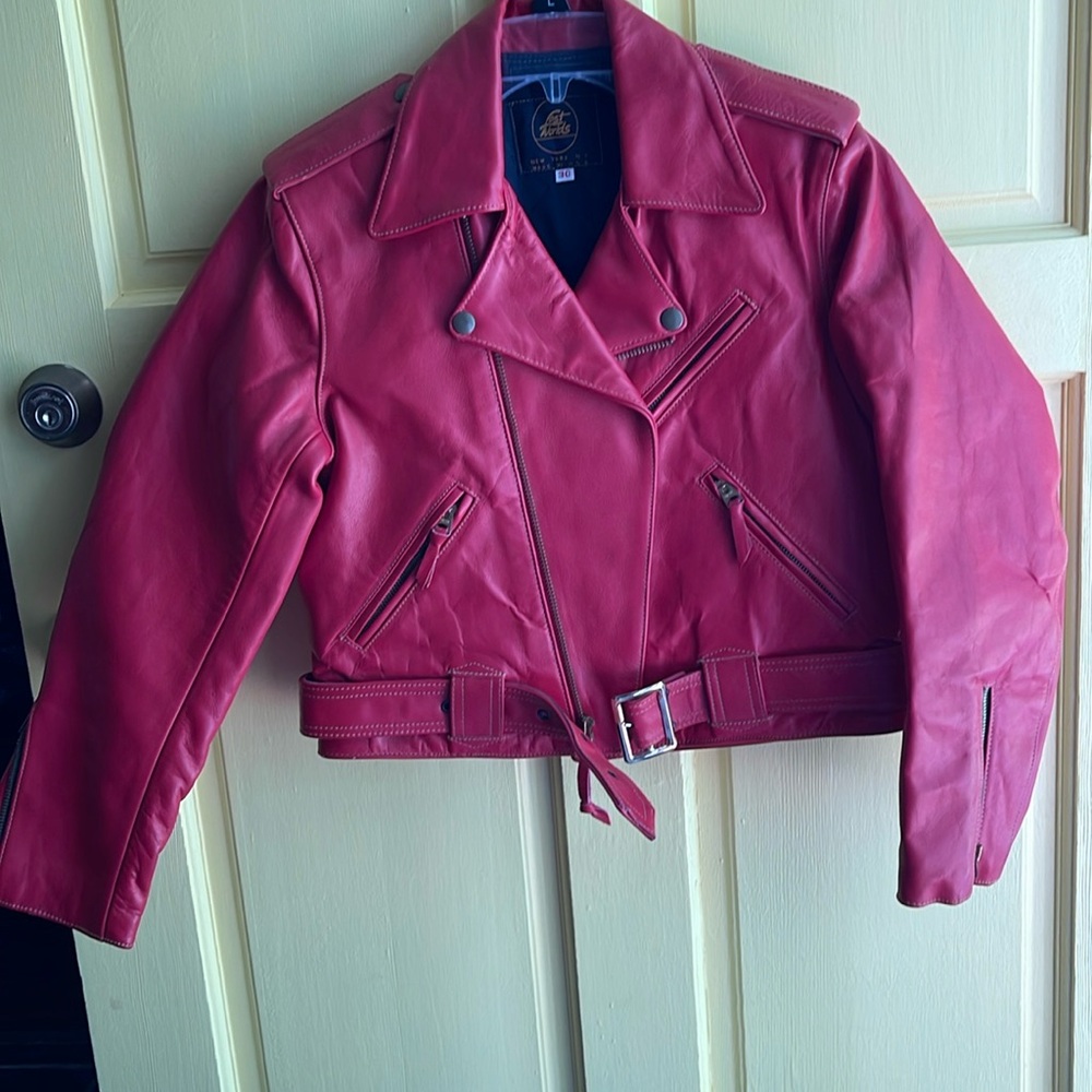 Candy apple red leather jacket